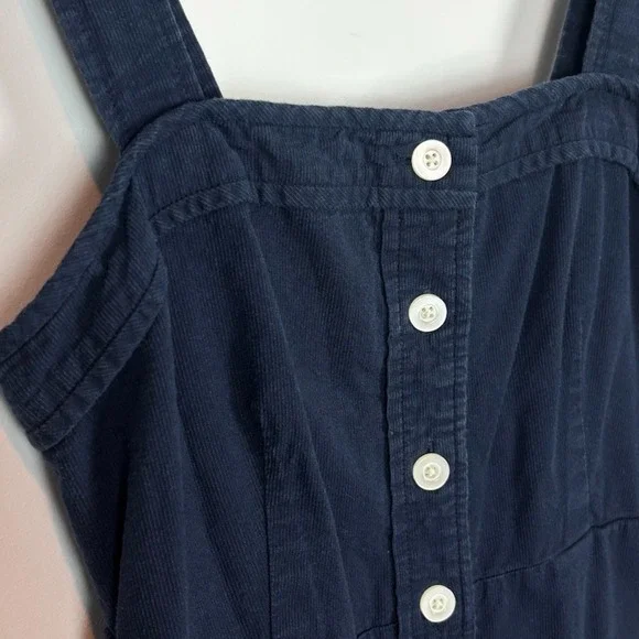 Everlane The Cotton Weave Picnic Midi Dress Navy Womens sz 2 Classic Clean Girl - Picture 3 of 10